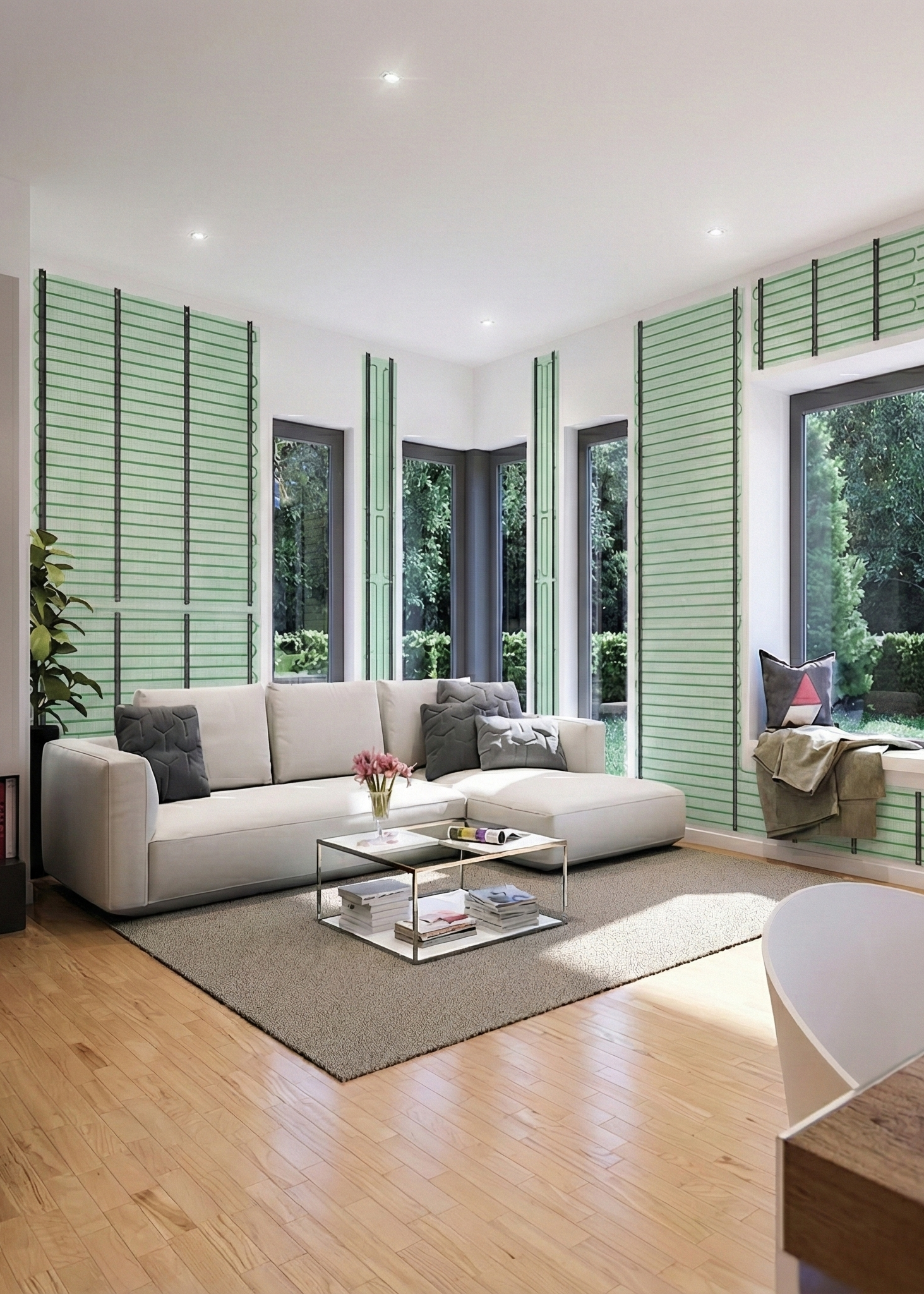 Einfamilienhaus Wohnzimmer Flächentemperierung