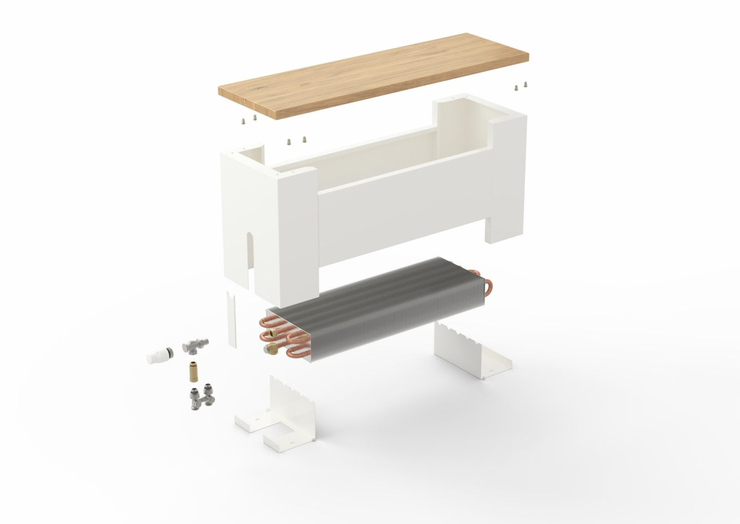 Design-Bankheizkörper mit Echtholz-Platte - KORALINE Optimal - Höhe 30cm